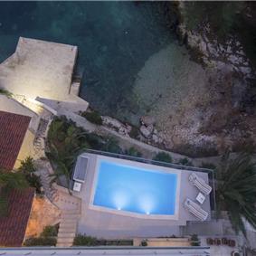 Luxury 6 Bedroom Seafront Villa with pool and Separate Apartment along Secluded Beach near Hvar Town, Sleeps 10-12